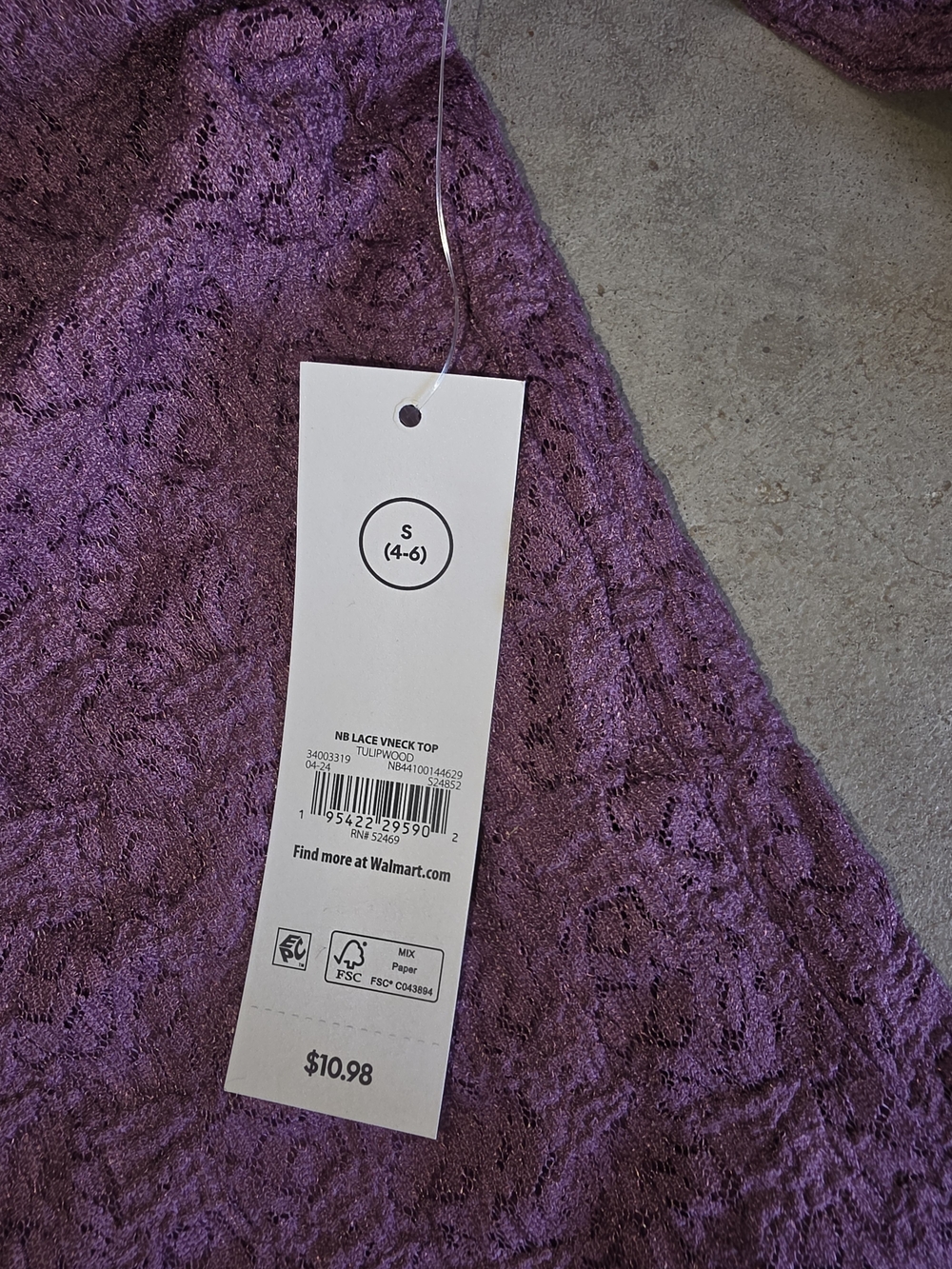 NWT No Boundaries Purple Lace Long Sleeve V-Neck Top | Women's Small (4–6) - Picture 5 of 7